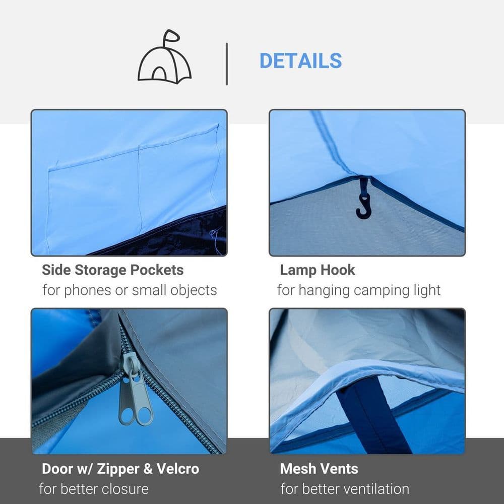 image-3 Man 2 Room Tent Camping Tent With Living Area Air Vents Blue