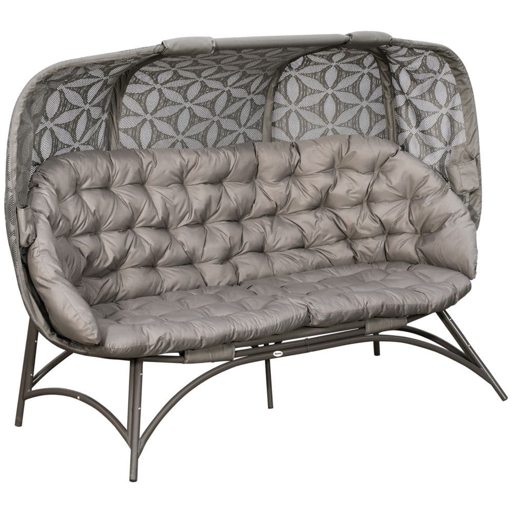 image-3 Seater Folding Outdoor Egg Chair w/ Flower Pattern, Holder Bags