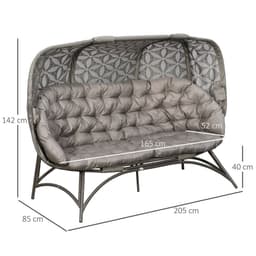 image-3 Seater Folding Outdoor Egg Chair w/ Flower Pattern, Holder Bags
