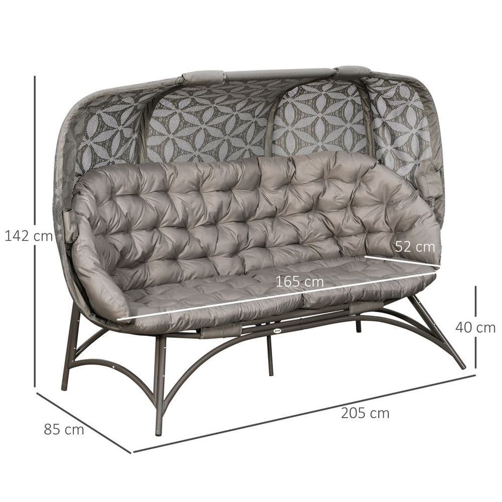 image-3 Seater Folding Outdoor Egg Chair w/ Flower Pattern, Holder Bags