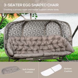 image-3 Seater Folding Outdoor Egg Chair w/ Flower Pattern, Holder Bags