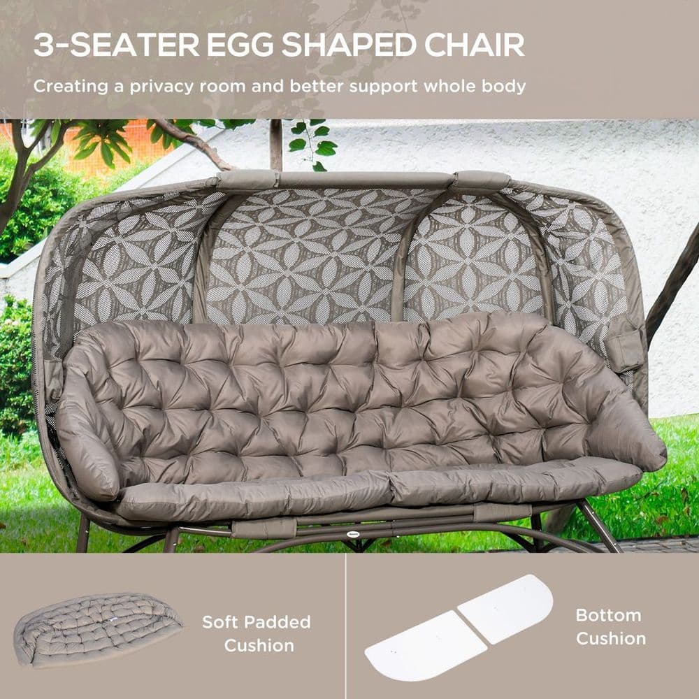 image-3 Seater Folding Outdoor Egg Chair w/ Flower Pattern, Holder Bags