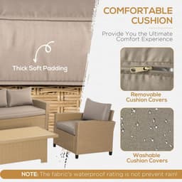 image-4 PCS Patio Wicker Aluminum Conversation Furniture Sofa Set w/ Table