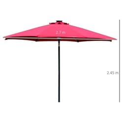 image-2.7m Garden Parasol Summer Shelter w/ LED Solar Light Crank Tilt Red