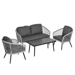 image-4 Piece Rattan Patio Sofa Set w/ 2 Sofa 1 Loveseat & Coffee Table