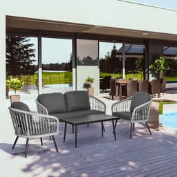 image-4 Piece Rattan Patio Sofa Set w/ 2 Sofa 1 Loveseat & Coffee Table