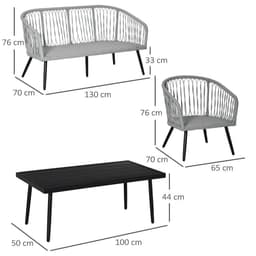 image-4 Piece Rattan Patio Sofa Set w/ 2 Sofa 1 Loveseat & Coffee Table
