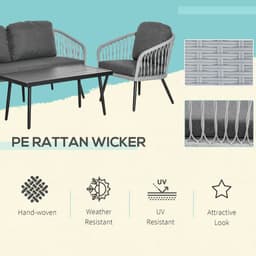 image-4 Piece Rattan Patio Sofa Set w/ 2 Sofa 1 Loveseat & Coffee Table