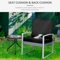 image-2 Pieces Seat Cushion and Back Pad Set for Rattan Furniture Black