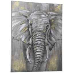 image-Hand-Painted Canvas Wall Art Elephant for Living Room Bedroom, 100x80cm