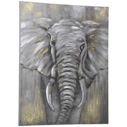 image-Hand-Painted Canvas Wall Art Elephant for Living Room Bedroom, 100x80cm