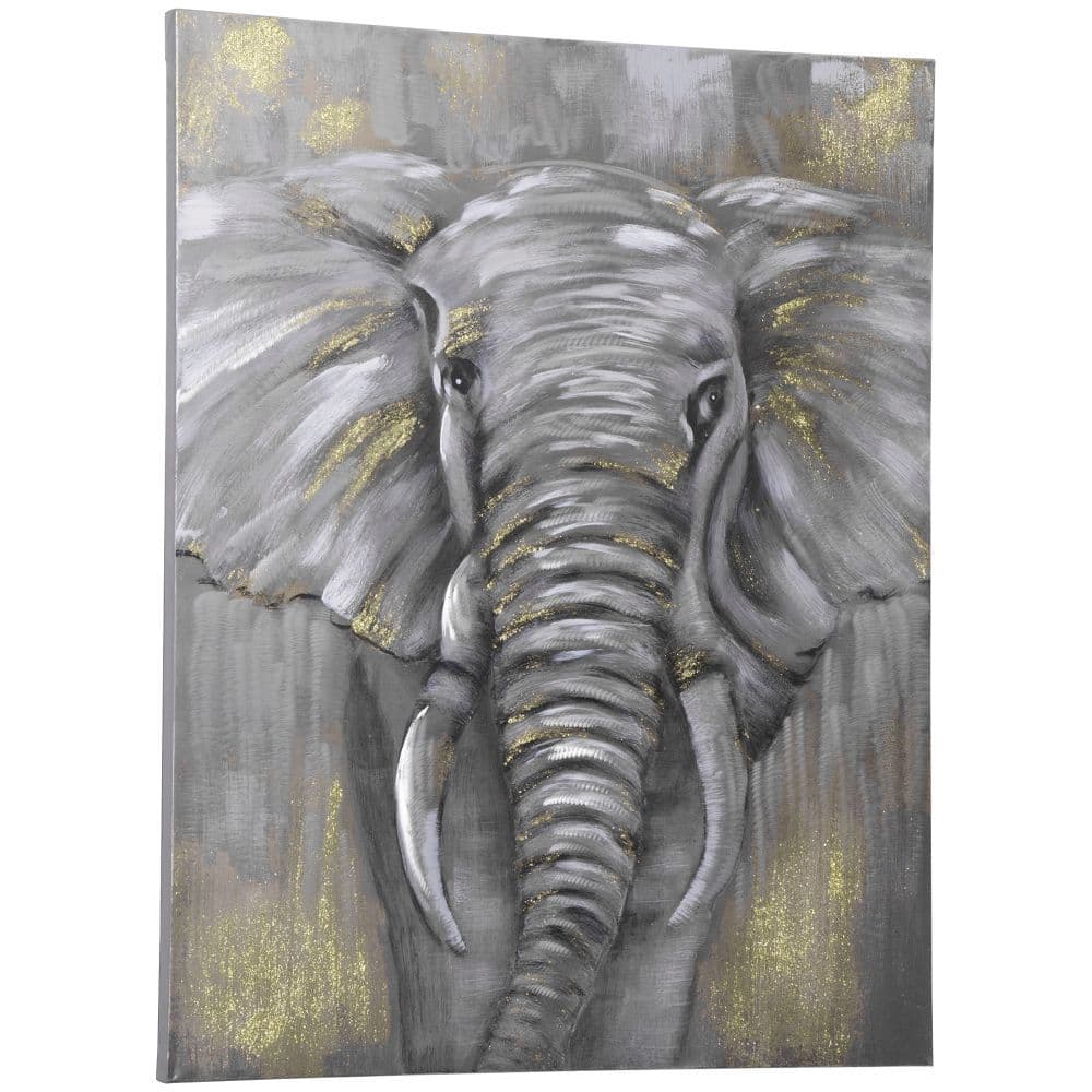 image-Hand-Painted Canvas Wall Art Elephant for Living Room Bedroom, 100x80cm