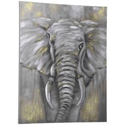 image-Hand-Painted Canvas Wall Art Elephant for Living Room Bedroom, 100x80cm
