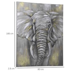 image-Hand-Painted Canvas Wall Art Elephant for Living Room Bedroom, 100x80cm