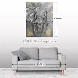 image-Hand-Painted Canvas Wall Art Elephant for Living Room Bedroom, 100x80cm