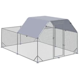 image-Chicken Run W/ Roof, Walk In Chicken Coop for 10-12 Chickens, Hen House