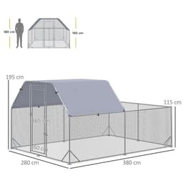 image-Chicken Run W/ Roof, Walk In Chicken Coop for 10-12 Chickens, Hen House