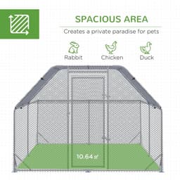 image-Chicken Run W/ Roof, Walk In Chicken Coop for 10-12 Chickens, Hen House