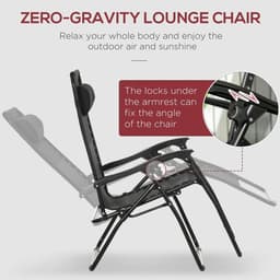 image-Foldable Garden Recliner Chair Set of 2 w/ Footstool & Headrest, Black
