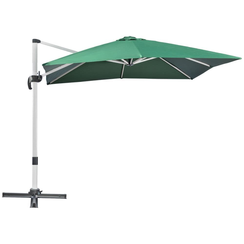 image-3 x 3(m) Cantilever Roma Parasol Garden Umbrella with Cross Base Green