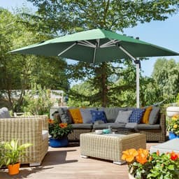 image-3 x 3(m) Cantilever Roma Parasol Garden Umbrella with Cross Base Green