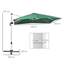 image-3 x 3(m) Cantilever Roma Parasol Garden Umbrella with Cross Base Green