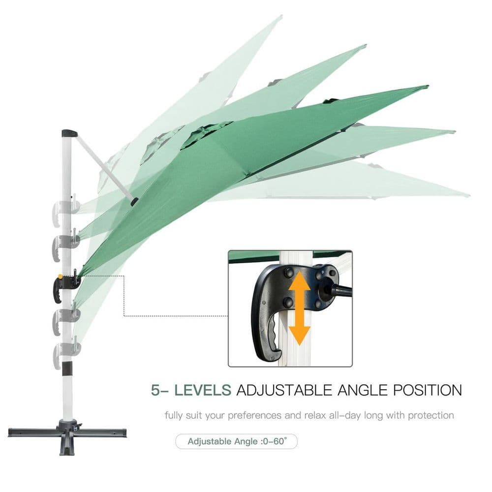 image-3 x 3(m) Cantilever Roma Parasol Garden Umbrella with Cross Base Green