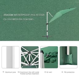image-3 x 3(m) Cantilever Roma Parasol Garden Umbrella with Cross Base Green