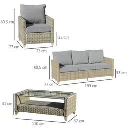image-4 PCS Patio PE Rattan Sofa Set, Outdoor Conversation Furniture Set