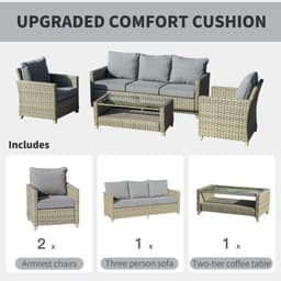 image-4 PCS Patio PE Rattan Sofa Set, Outdoor Conversation Furniture Set