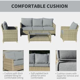 image-4 PCS Patio PE Rattan Sofa Set, Outdoor Conversation Furniture Set
