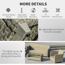 image-4 PCS Patio PE Rattan Sofa Set, Outdoor Conversation Furniture Set