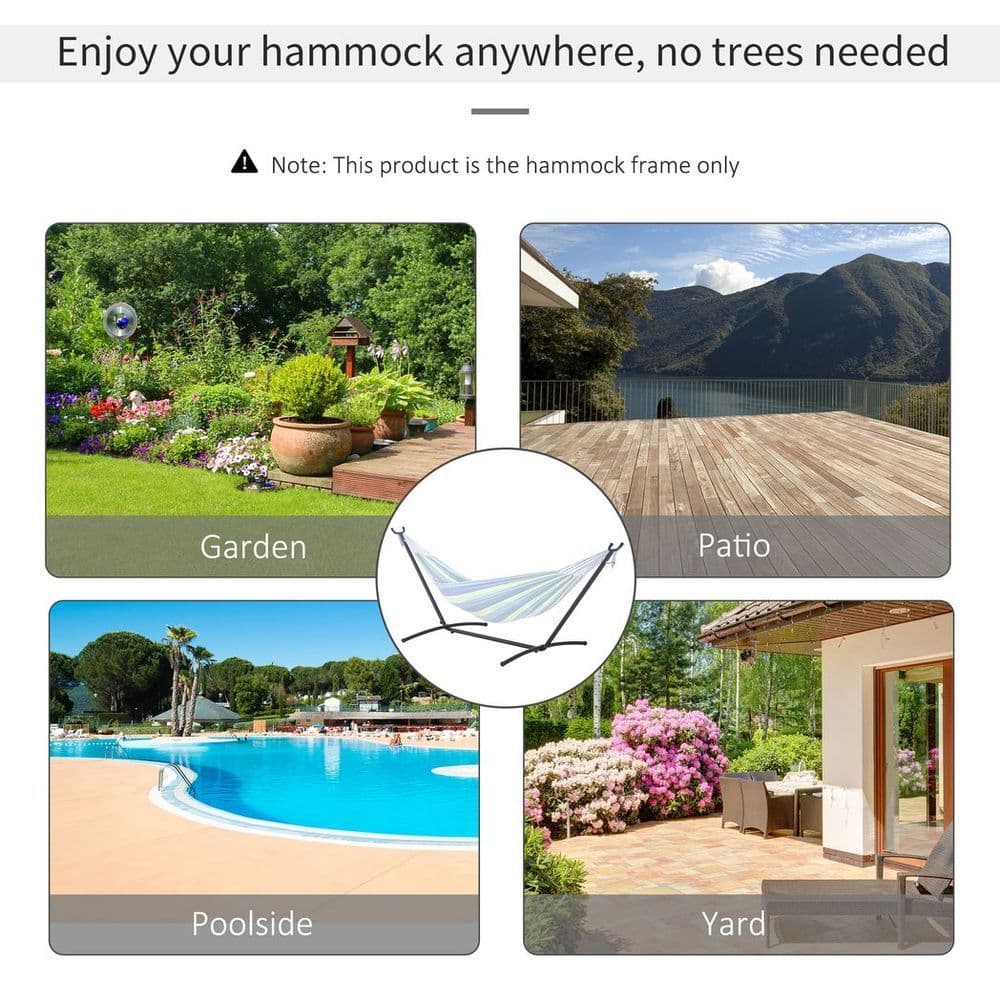 image-2.8m Metal Hammock Stand Frame Replacement Garden Outdoor Patio