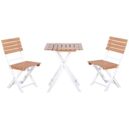 image-3Pcs Garden Bistro Set, Folding Outdoor Chairs and Table Set, Natural