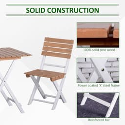 image-3Pcs Garden Bistro Set, Folding Outdoor Chairs and Table Set, Natural
