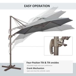 image-3(m) Cantilever Parasol 360� Rotation Roma Umbrella with Tilt Grey