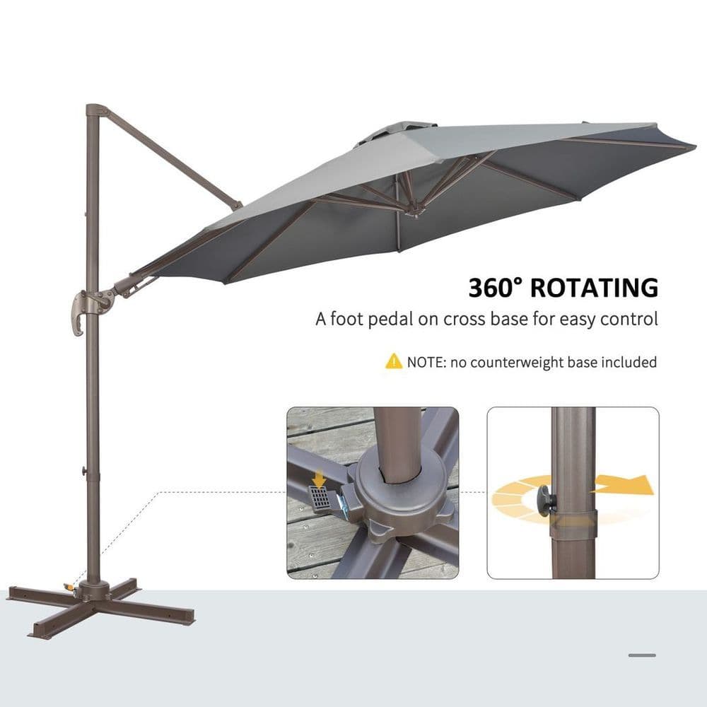 image-3(m) Cantilever Parasol 360� Rotation Roma Umbrella with Tilt Grey