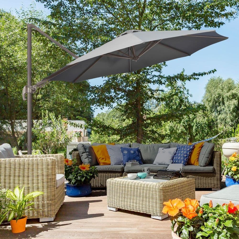 image-3(m) Cantilever Parasol 360� Rotation Roma Umbrella with Tilt Grey