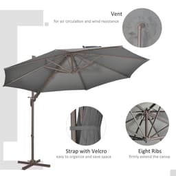 image-3(m) Cantilever Parasol 360� Rotation Roma Umbrella with Tilt Grey