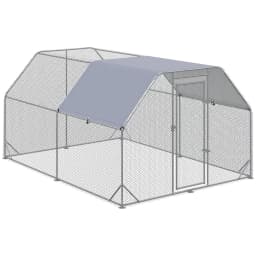 image-Chicken Run W/ Roof, Walk In Chicken Coop for 10-12 Chickens, Hen House