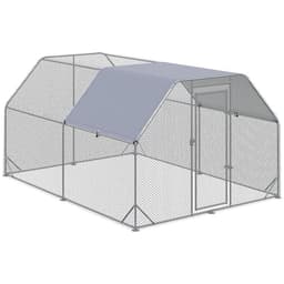 image-Chicken Run W/ Roof, Walk In Chicken Coop for 10-12 Chickens, Hen House