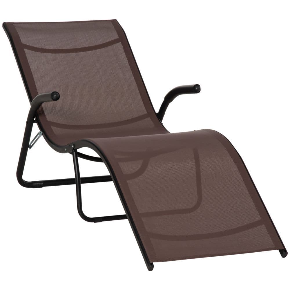 image-Folding Lounge Chair, Outdoor Chaise Lounge for Beach, Poolside, Brown