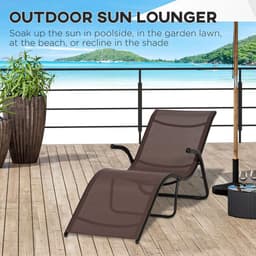 image-Folding Lounge Chair, Outdoor Chaise Lounge for Beach, Poolside, Brown
