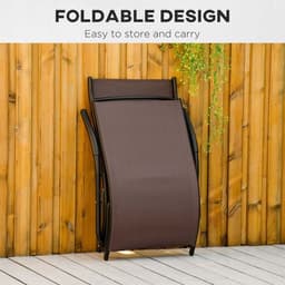 image-Folding Lounge Chair, Outdoor Chaise Lounge for Beach, Poolside, Brown
