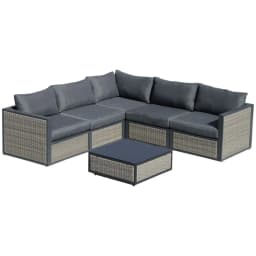 image-6 PCs Patio PE Rattan Sofa Set Sectional Conversation Furniture Set