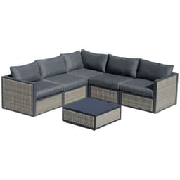 image-6 PCs Patio PE Rattan Sofa Set Sectional Conversation Furniture Set