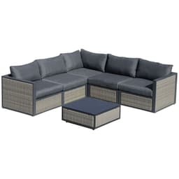 image-6 PCs Patio PE Rattan Sofa Set Sectional Conversation Furniture Set