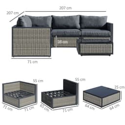 image-6 PCs Patio PE Rattan Sofa Set Sectional Conversation Furniture Set
