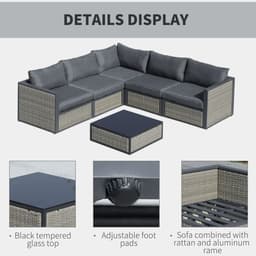 image-6 PCs Patio PE Rattan Sofa Set Sectional Conversation Furniture Set