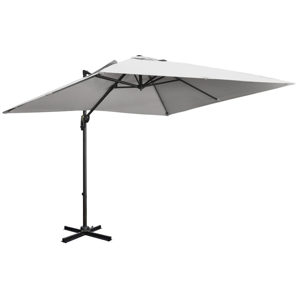 image-2.7 x 2.7 m Cantilever Parasol Garden Umbrella w/ Cross Base Grey